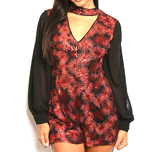 ❤️THE CLOTHING CO. ,❤️Ruby Sequined Romper outfit - Picture 3 of 3